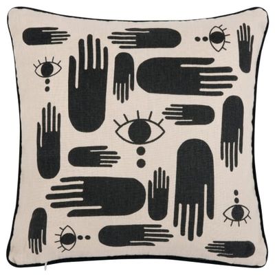 Housse de coussin en lin beige et noir 40x40 | Maisons du Monde