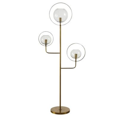 Lampadaire 3 globes en verre et métal doré H149 | Maisons du Monde