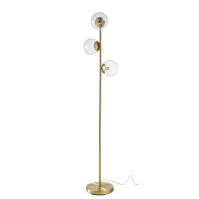 Lampadaire 3 globes en verre et métal doré H157 | Maisons du Monde