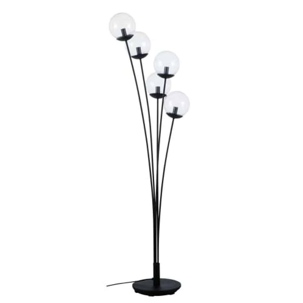 Lampadaire 5 globes en verre et métal noir H162 | Maisons du Monde