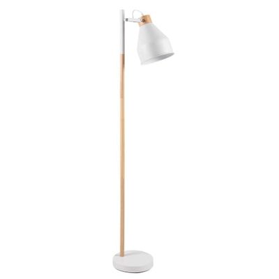 Lampadaire en hévéa et métal blanc | Maisons du Monde