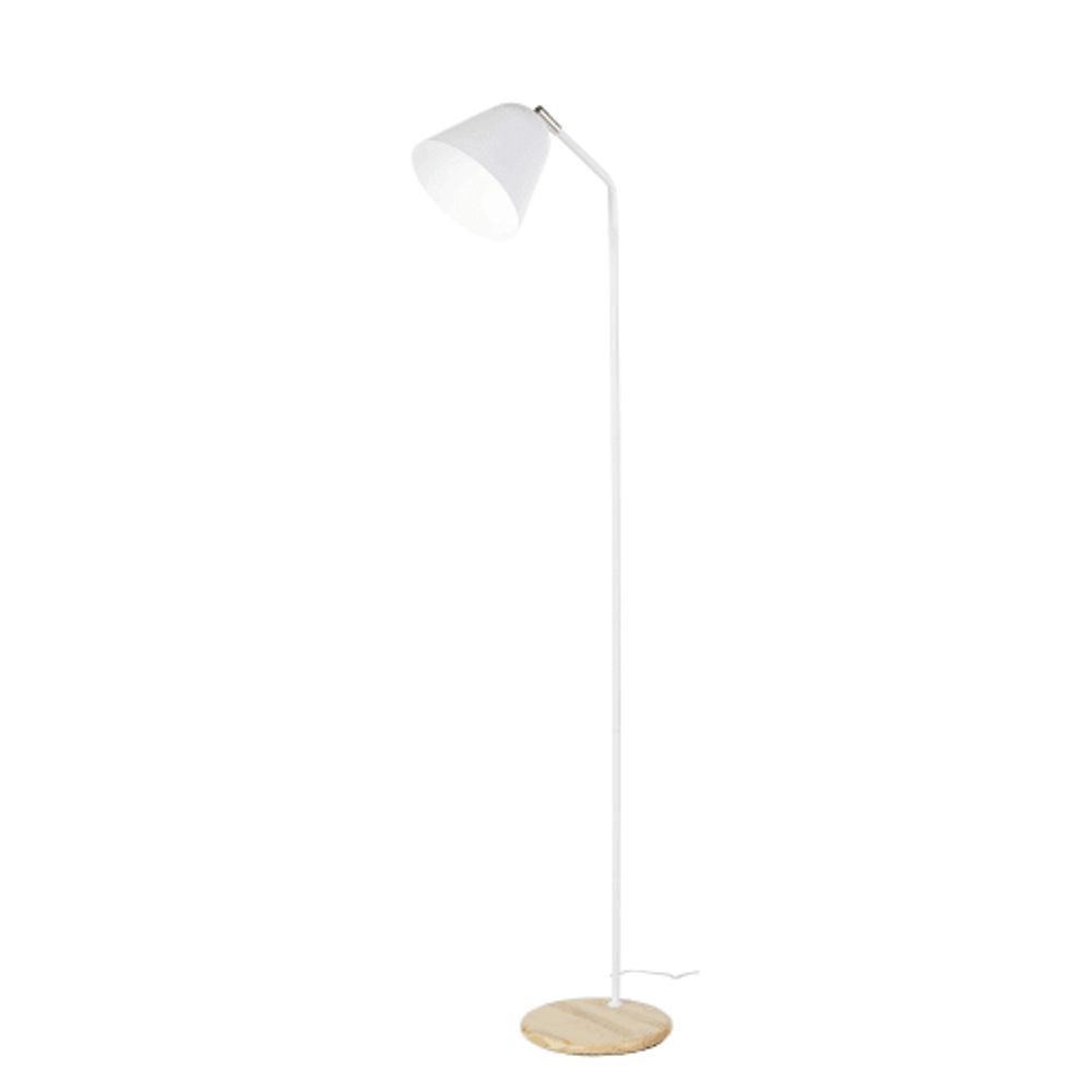 Lampadaire en métal blanc et hévéa H140 | Maisons du Monde