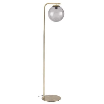 Lampadaire en métal doré globe en verre fumé H146 | Maisons du Monde