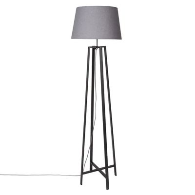 Lampadaire en métal noir et abat-jour gris H160 | Maisons du Monde