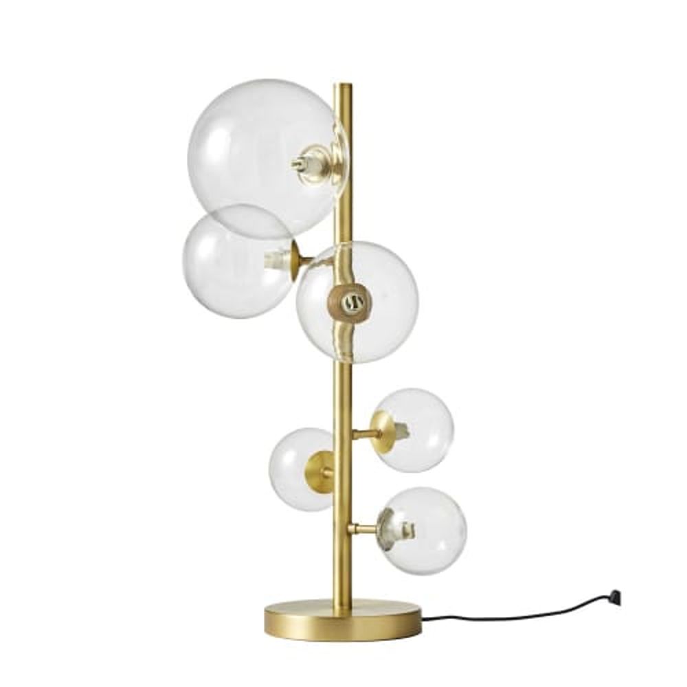Lampe 6 globes en verre et métal doré | Maisons du Monde