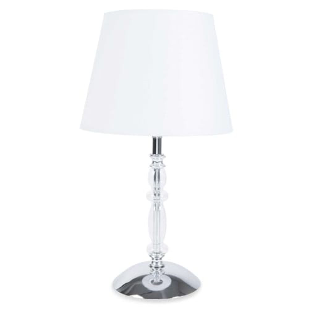 Lampe bougeoir en métal et verre avec abat-jour blanc | Maisons du Monde