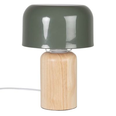 Lampe champignon en hévéa et métal vert kaki | Maisons du Monde