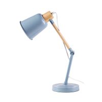 Lampe de bureau en métal bleu et hévéa | Maisons du Monde