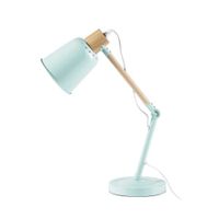 Lampe de bureau en métal vert et hévéa | Maisons du Monde