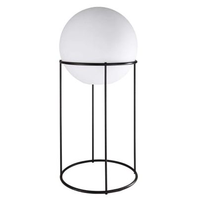 Lampe de jardin en métal noir et sphère blanche H.87cm | Maisons du Monde