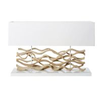 Lampe en bois flotté et abat-jour blanc | Maisons du Monde