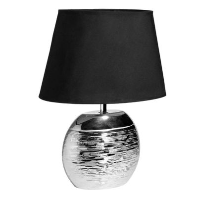 Lampe en céramique argentée abat-jour noir | Maisons du Monde