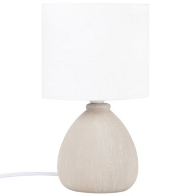 Lampe en céramique gris chiné et abat-jour en coton blanc | Maisons du Monde