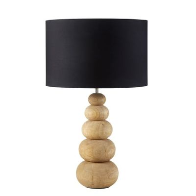 Lampe en manguier sculpté abat-jour noir | Maisons du Monde
