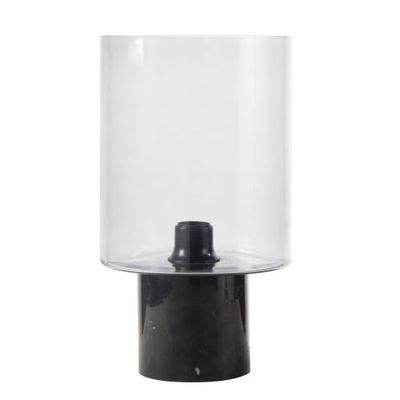 Lampe en marbre noir abat-jour en verre fumé | Maisons du Monde