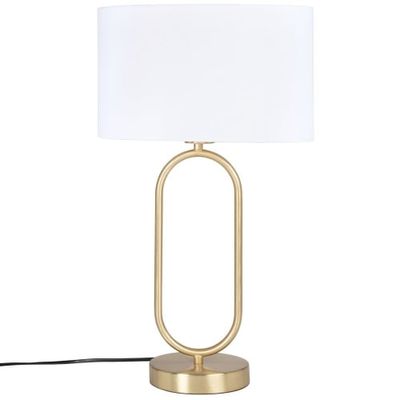 Lampe en métal doré et abat-jour en coton écru | Maisons du Monde