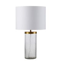 Lampe en verre ciselé métal doré abat-jour blanc | Maisons du Monde