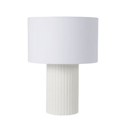 Lampe façon colonne Grecque en céramique blanche | Maisons du Monde