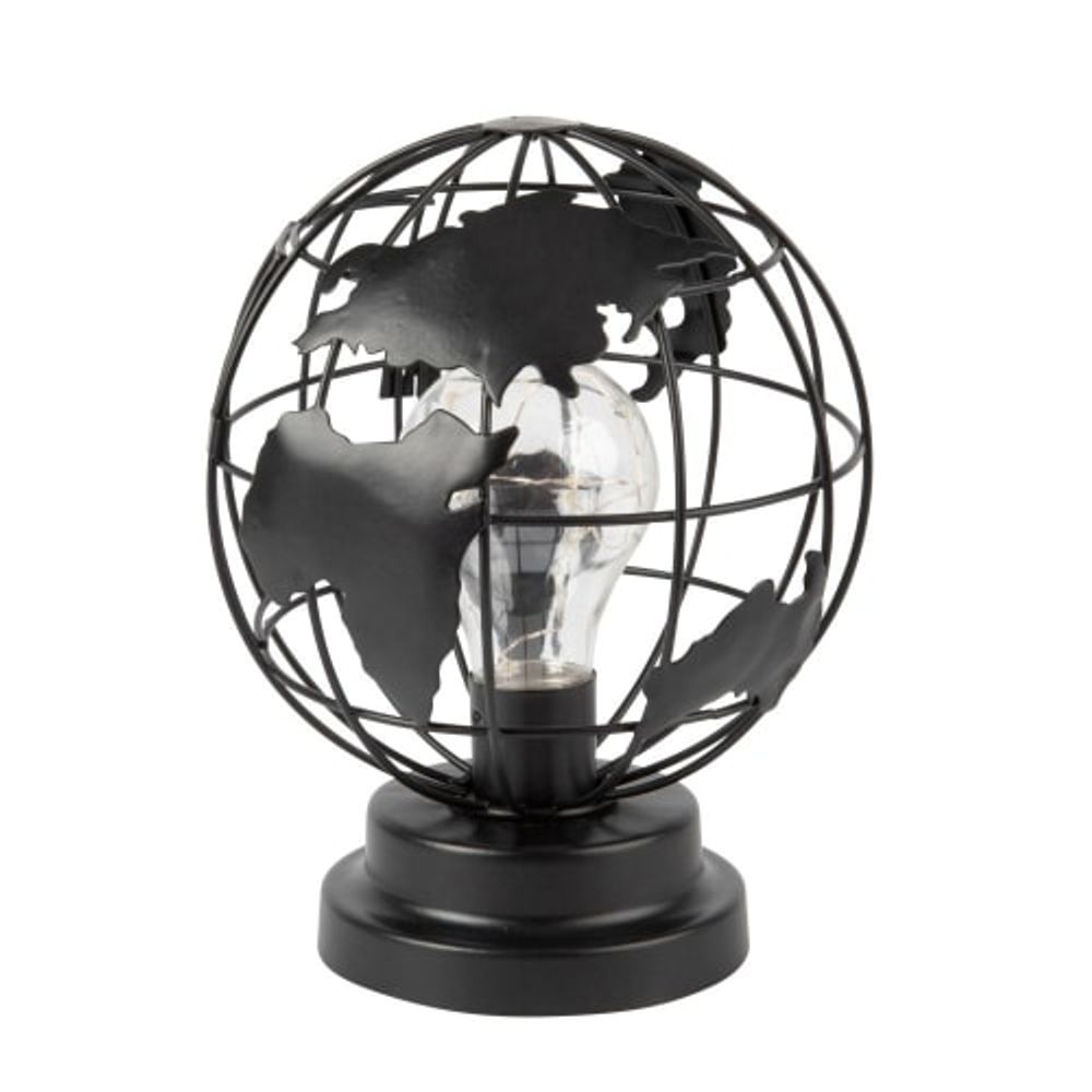 Lampe globe en métal noir ajouré avec ampoule LED | Maisons du Monde