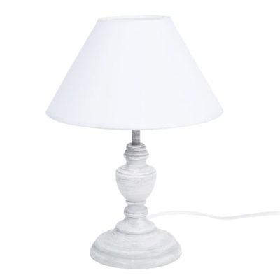 Lampe grise effet blanchi et abat-jour blanc | Maisons du Monde