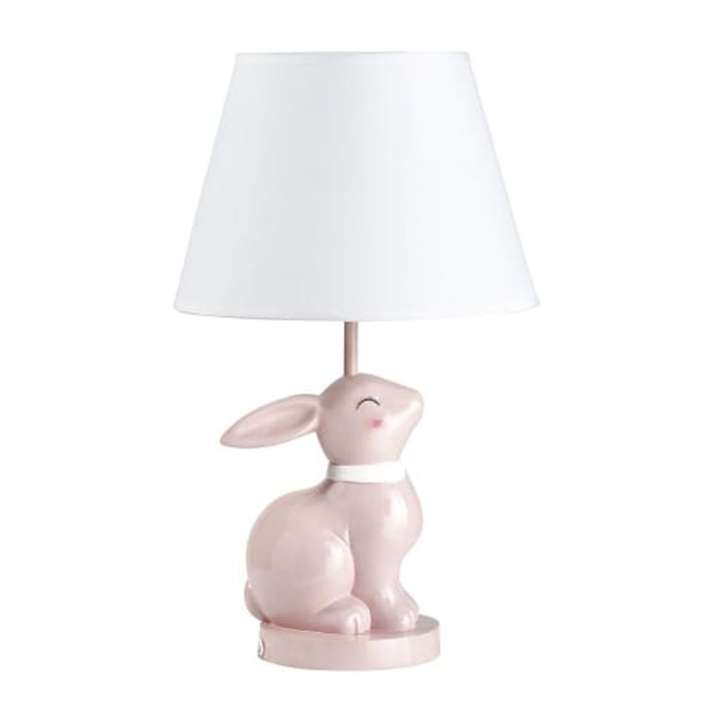 Lampe lapin en céramique rose abat-jour blanc | Maisons du Monde