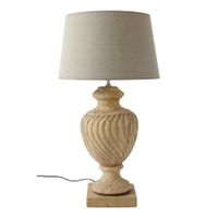 Lampe sculptée et abat-jour en tissu H 84 cm | Maisons du Monde