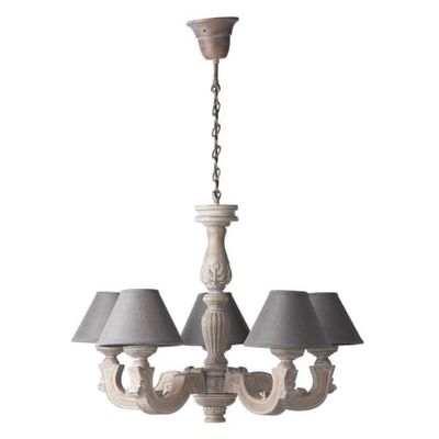 Lustre légèrement blanchi et abat-jours gris | Maisons du Monde