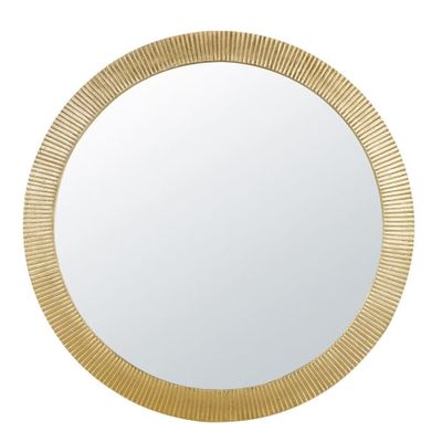 Miroir en métal strié doré D100 | Maisons du Monde