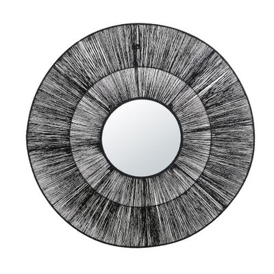 Miroir en rotin et fibre végétale noirs D110 | Maisons du Monde