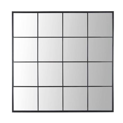 Miroir fenêtre en métal noir 122x122 | Maisons du Monde