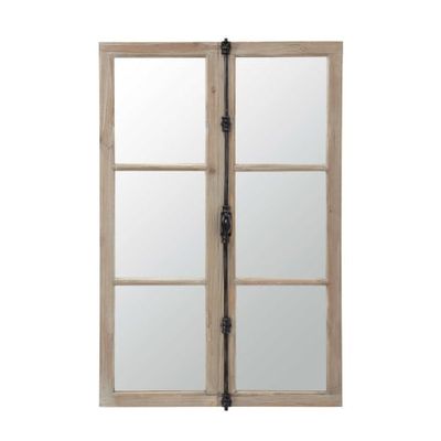 Miroir fenêtre en sapin et métal noir 80x120 | Maisons du Monde