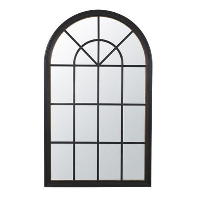 Miroir orangerie en paulownia à moulures noir et doré 110x181 | Maisons du Monde