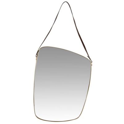 Miroir ovoïde à suspendre doré et marron 38x50 | Maisons du Monde