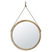 Miroir rond à suspendre en manguier et jute D81 | Maisons du Monde