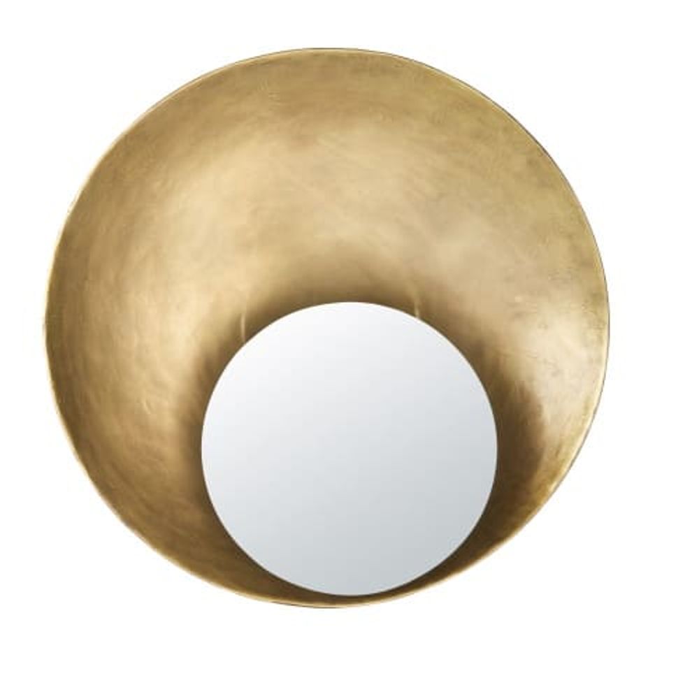 Miroir rond en métal concave doré D90 | Maisons du Monde