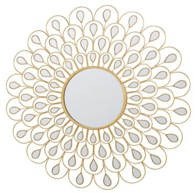 Miroir rond en métal doré D131 | Maisons du Monde