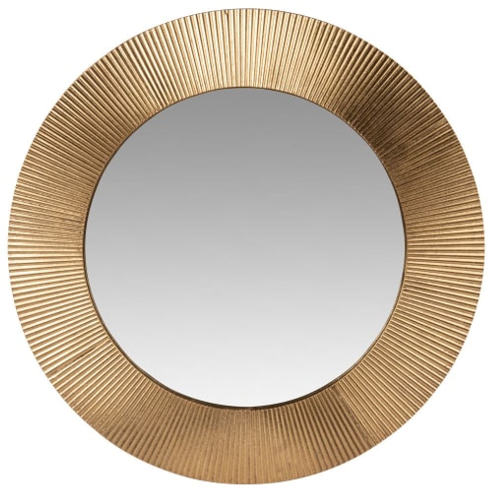 Miroir rond en métal doré strié D66 | Maisons du Monde