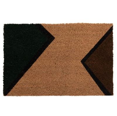 Paillasson motifs à triangles caramel, marron, vert et noir 60x40 | Maisons du Monde