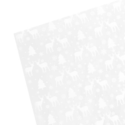 Papier cadeau transparent imprimé rennes blancs 70x300 | Maisons du Monde