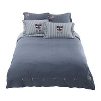 Parure de lit chambray en coton bleu 220x240 | Maisons du Monde