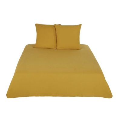 Parure de lit en coton bio jaune moutarde 220x240 | Maisons du Monde