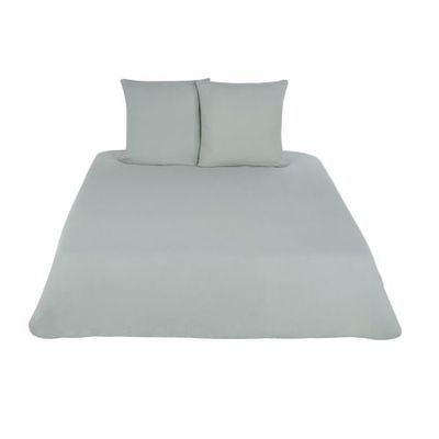Parure de lit en coton bio vert d'eau 220x240 | Maisons du Monde
