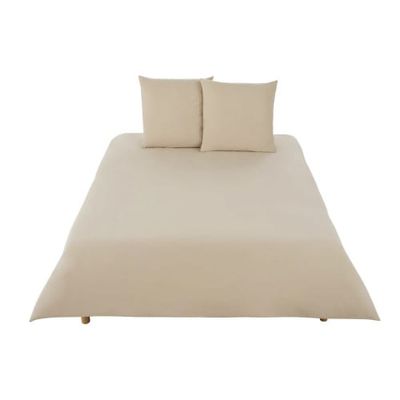 Parure de lit en coton lavé bio beige 240x260 | Maisons du Monde