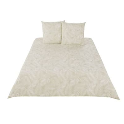 Parure de lit en coton lavé écru et beige imprimé 220x240 | Maisons du Monde
