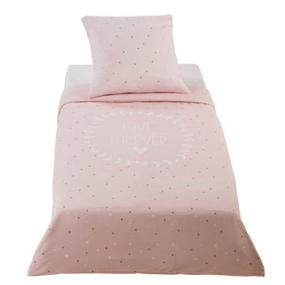 Parure de lit enfant en coton imprimé rose 140x200 | Maisons du Monde