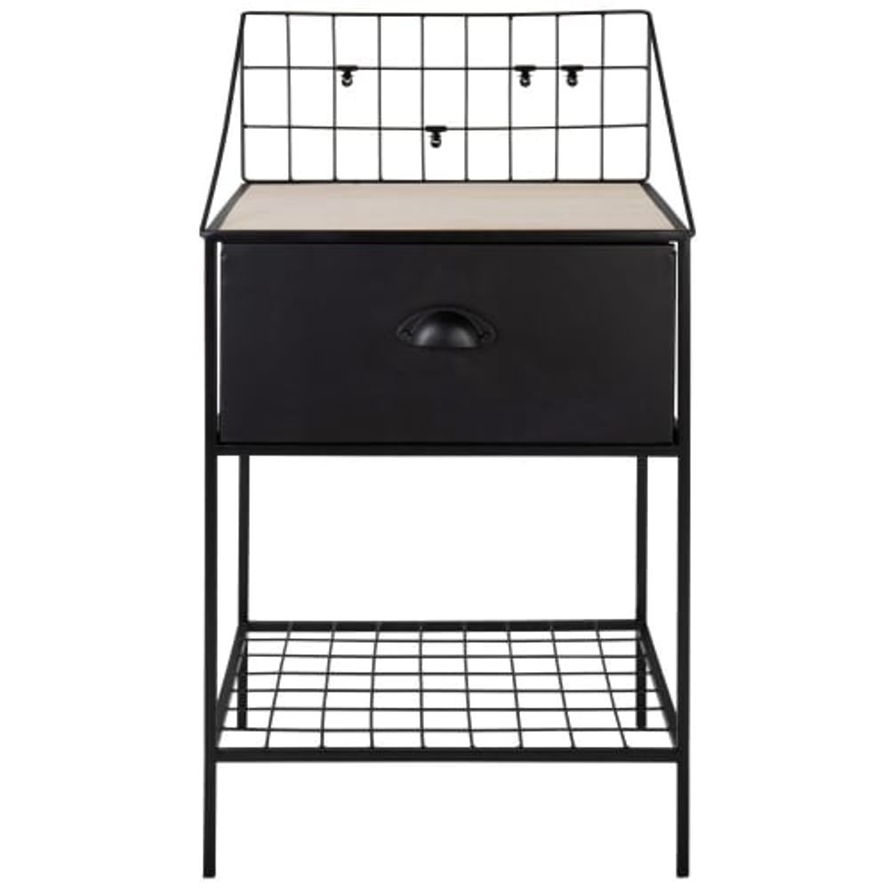 Petit meuble de rangement 1 tiroir en platane et métal noir | Maisons du Monde