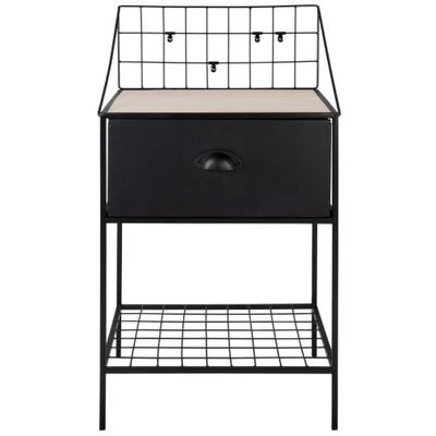 Petit meuble de rangement 1 tiroir en platane et métal noir | Maisons du Monde