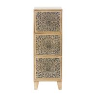 Petit meuble de rangement 3 tiroirs en manguier gravé | Maisons du Monde