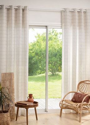 Rideau à œillets motif circulaire beige et écru à l'unité 140x250 | Maisons du Monde