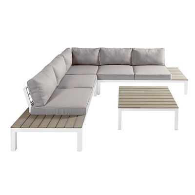 Salon de jardin 6 places gris clair et table basse | Maisons du Monde